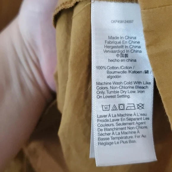 Madewell Poplin Puff Sleeve Mini Dress Size Small Tie Neck Pockets Neutral Toffe - Picture 7 of 13